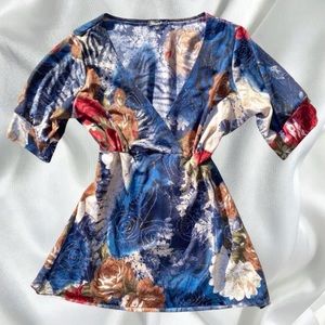 Gothic fairy babydoll floral sparkle tie back blouse